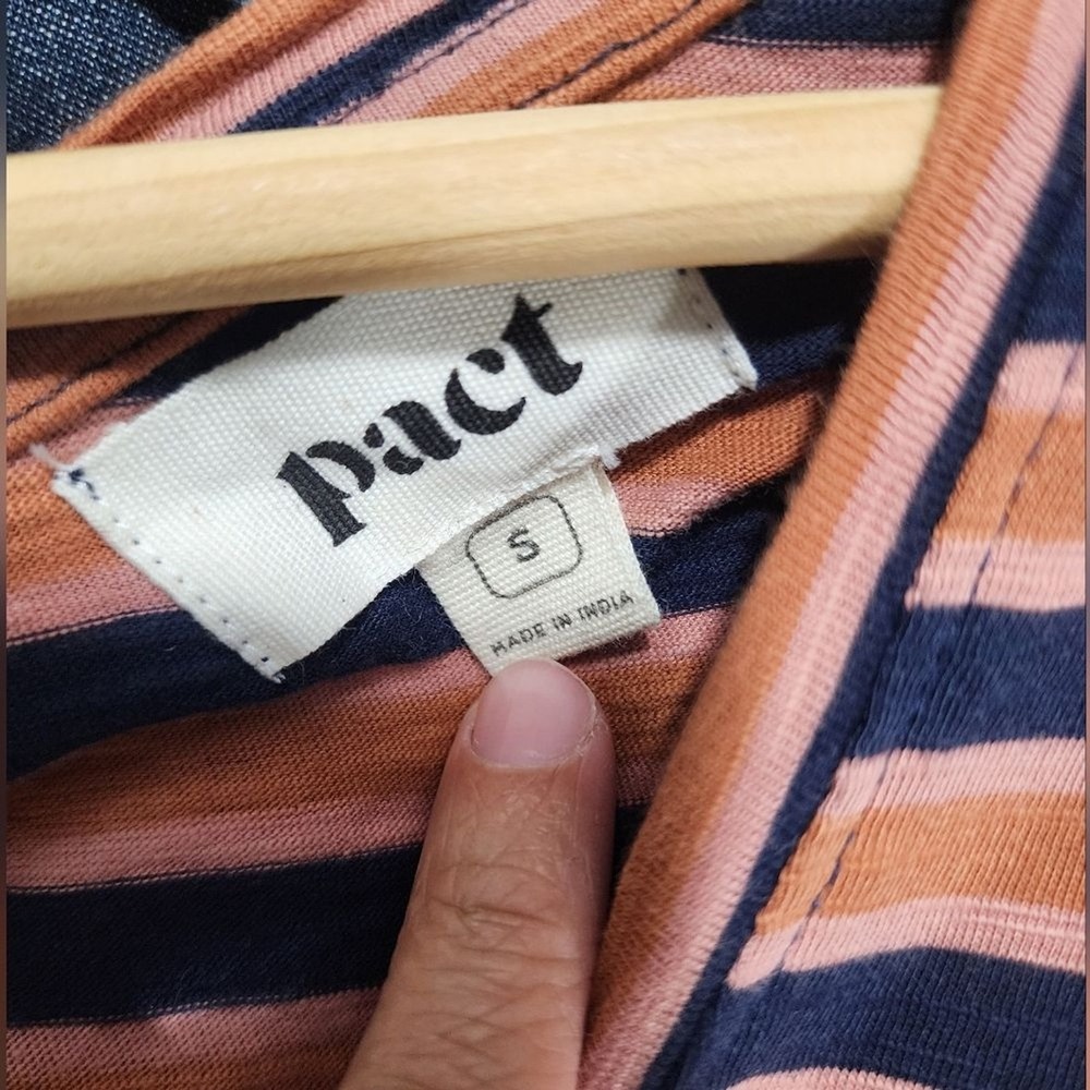 Pact stripe avery midi dress womens‎ S 100% organic cotton casual pockets comfy - Picture 6 of 11